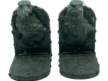 PAIR OF BRONZE WILDLIFE EAGLE BOOKENDS 6.5"