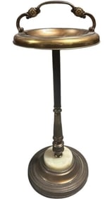 BRASS AND MARBLE SMOKER’S STAND 28"