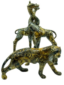 SET OF 3 LA VIE ANIMAL PRINT FIGURINES