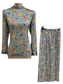 VINTAGE TWO-PIECE PRINTED PANTS SET 8