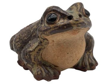 POTTERY FROG FIGURINE W REALISTIC DETAILING 3.5"