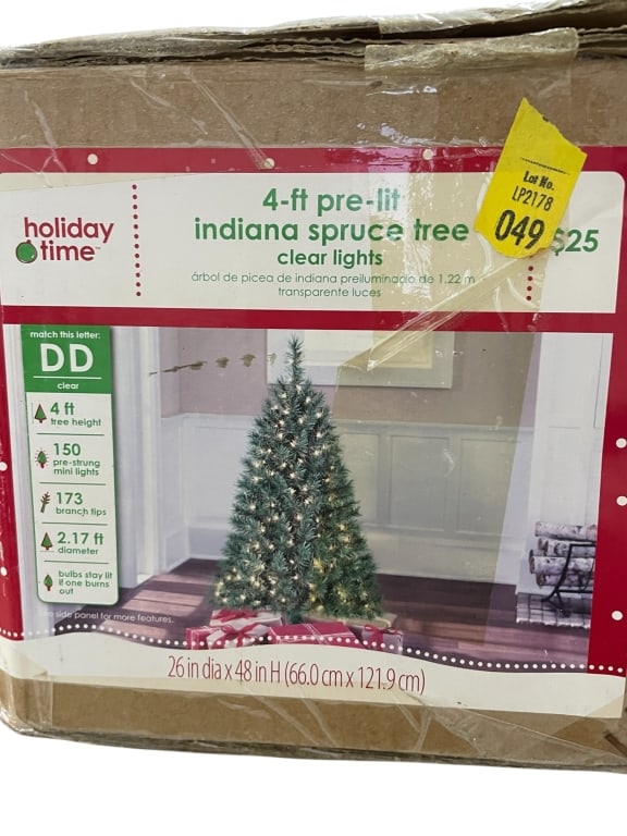 HOLIDAY TIME 4-FT PRE-LIT INDIANA SPRUCE TREE (1 of 3)