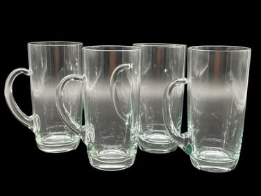 SET OF 4 GLASS BEER MUGS 5.5"