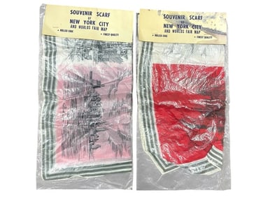 PAIR OF VINTAGE SOUVENIR SCARVES NEW YORK CITY