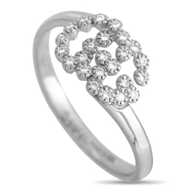 GUCCI DOUBLE G 18K WHITE GOLD DIAMOND RING