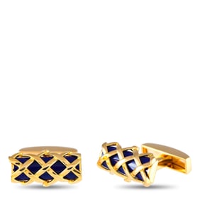 TIFFANY & CO. 18K YELLOW GOLD ENAMELED CUFFLINKS