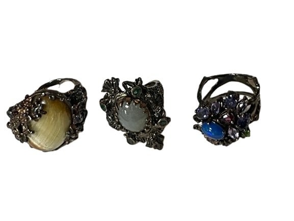 LOT OF 3 OPAL AMETHYST + STERLING SILVER RINGS 7 (1 of 9)