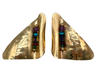 12KGP MODERNIST EARRINGS W MULTICOLOR BEADS 11G