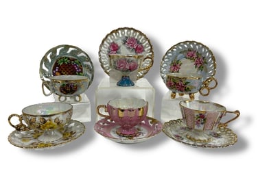 VINTAGE LUSTERWARE TEA CUP SET OF 6