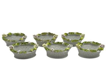 SIX VINTAGE CAPODIMONTE STYLE PORCELAIN OPEN SALTS