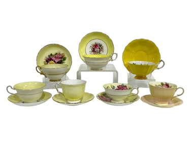 LOT OF 7 ASSORTED VINTAGE TEACUPS AND SAUCERS