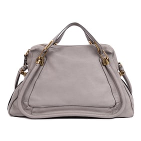 CHLOÉ PARATY LARGE GREY LEATHER HANDBAG