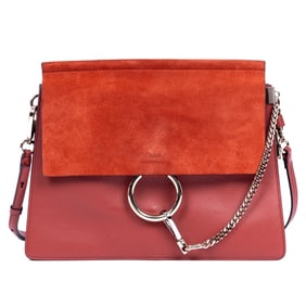 CHLOÉ FAYE CALFSKIN/SUEDE LEATHER SHOULDER BAG