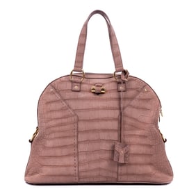 YVES ST LAURENT XLARGE CROCODILE-EMBOSSED BAG