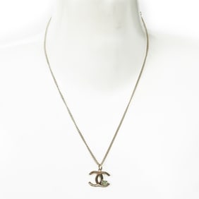 CHANEL CC CRYSTAL PENDANT GOLD PLATED NECKLACE