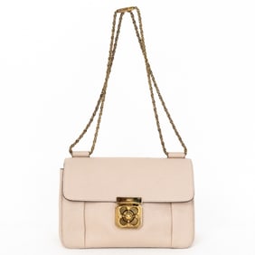 CHLOÉ ELSIE BEIGE CALFSKIN LEATHER SHOULDER BAG