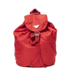 PRADA SMALL DRAWSTRING RED CANVAS BACKPACK
