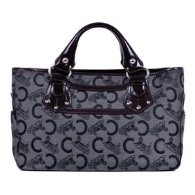 CELINE VINTAGE CARRIAGE BOOGIE BLACK CANVAS BAG