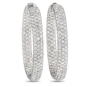 14K GOLD 6.10CT DIAMOND INSIDE-OUT HOOP EARRINGS