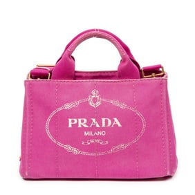 PRADA SMALL CANAPA TOTE FUCHSIA PINK CANVAS BAG