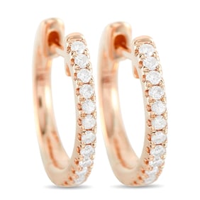 14K ROSE GOLD 0.22CT DIAMOND HOOP EARRINGS