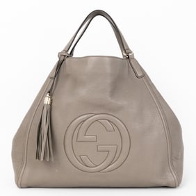 GUCCI SOHO HOBO GREY CALFSKIN LEATHER HANDBAG