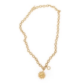 CHANEL CC SUN PENDANT CHAIN GOLD PLATED NECKLACE