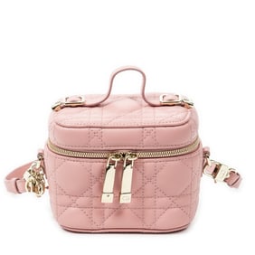 DIOR MICRO VANITY CASE PINK CANNAGE LAMBSKIN BAG