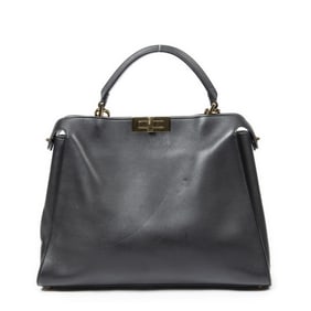 FENDI LARGE PEEKABOO BLACK LEATHER SHOULDER BAG