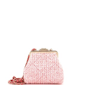 CHANEL KISSLOCK CROSSBODY MINI PINK TWEED BAG