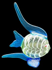 MURANO STYLE ART GLASS FISH SCULPTURE 11"
