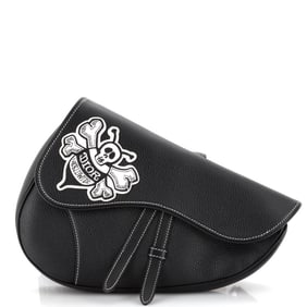 DIOR SHAWN STUSSY SADDLE BLACK SHOULDER BAG