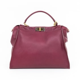 FENDI PEEKABOO MAGENTA VITELLO SETA LEATHER BAG