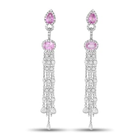 18K GOLD 2.36CT DIAMOND & SAPPHIRE DANGLE EARRINGS