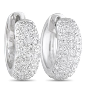 18K WHITE GOLD 1.0CT DIAMOND HUGGIE EARRINGS