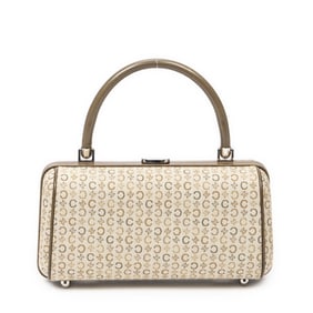CELINE FRAME TOP HANDLE C MACADAM CANVAS HANDBAG