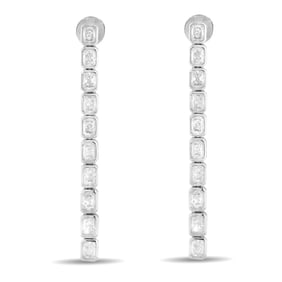 18K WHITE GOLD 4.0CT DIAMOND LINEAR EARRINGS