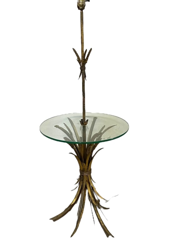 VINTAGE ITALIAN GILT SHEAF OF WHEAT LAMP TABLE 48" (1 of 6)