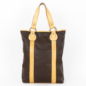 CELINE VTG TOTE MACADAM COATED CANVAS HANDBAG