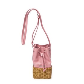 MIU MIU MINI RATTAN CROSSBODY LEATHER BAG
