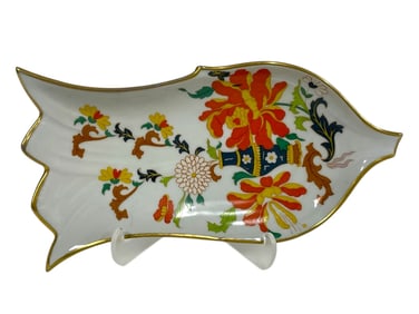 LIMOGES FRANCE DISH WITH COLORFUL FLORAL AND URN