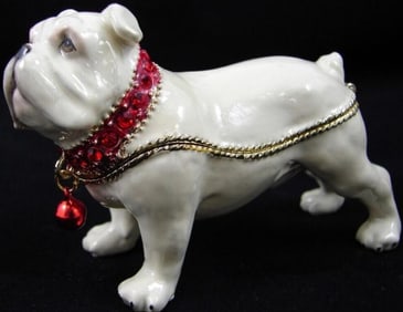 NEW! JAY STRONGWATER STYLE BULL DOG TRINKET BOX