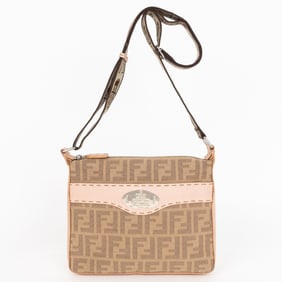 FENDI SELLERIA JUKKA MESSENGER PINK CANVAS BAG