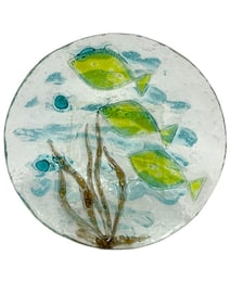ART GLASS UNDERWATER SCENE PLATE 13"