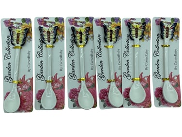 6 GARDEN COLLECTION BUTTERFLY PORCELAIN SPOONS