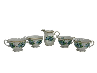 SET OF 5 VINTAGE CHINA PIECES IN BLUE FLORAL