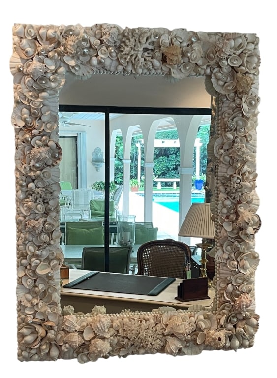 LARGE COASTAL SEASHELL MIRROR 41" (1 of 7)