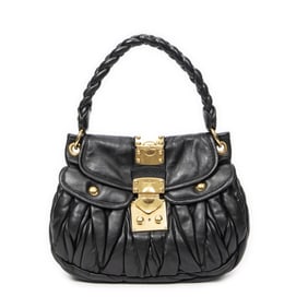MIU MIU SMALL COFFER HOBO BLACK MATELASSE BAG
