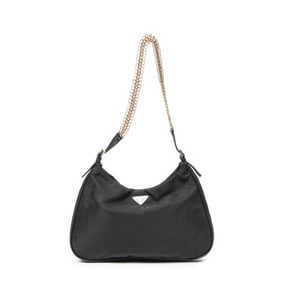 PRADA MINI CHAIN HOBO BLACK CANVAS SHOULDER BAG