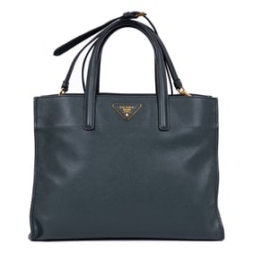 PRADA CITY DOUBLE HANDLES EMERALD SAFFIANO BAG